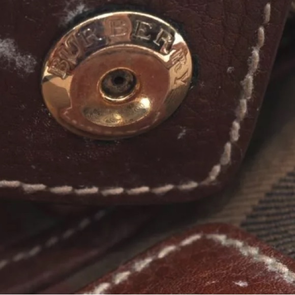 Authentic BURBERRY Vintage Leather Shoulder Tote Bag Brown - Picture 10 of 16